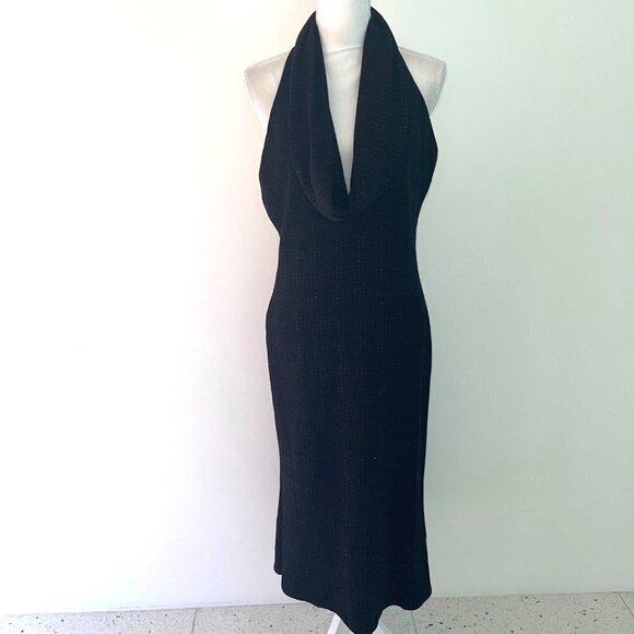 Jessica McClintock Halter Dress Womens Size 12 Millennium 2000 Black Sparkle NWT - Picture 10 of 12